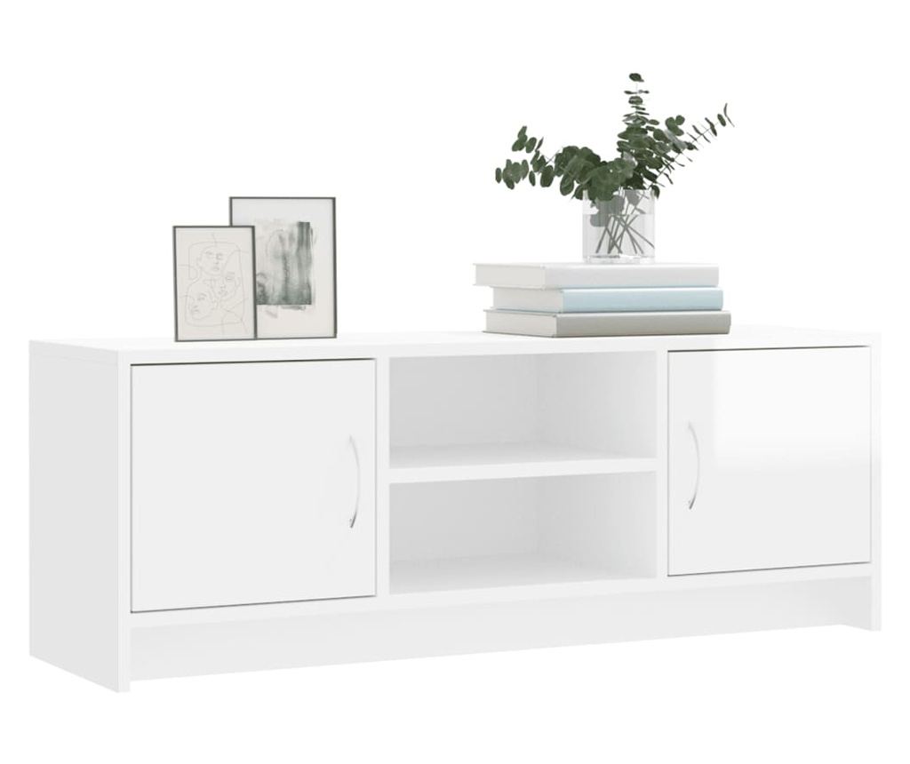 Visokosjajni bijeli TV ormarić, 102x30x37,5 cm, konstruirano drvo - 3