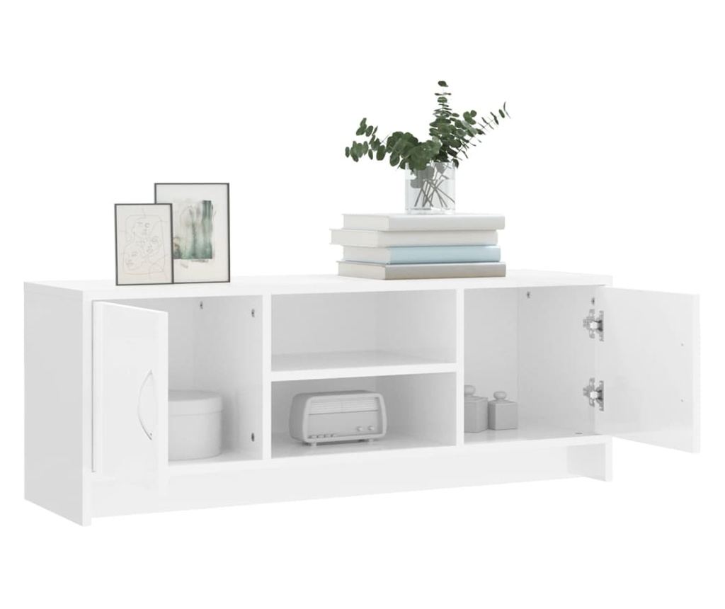 Visokosjajni bijeli TV ormarić, 102x30x37,5 cm, konstruirano drvo - 4