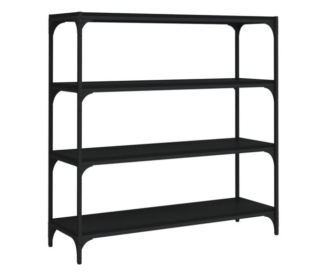 Polica, crna, 100x33x100 cm, obrađeno drvo i čelik