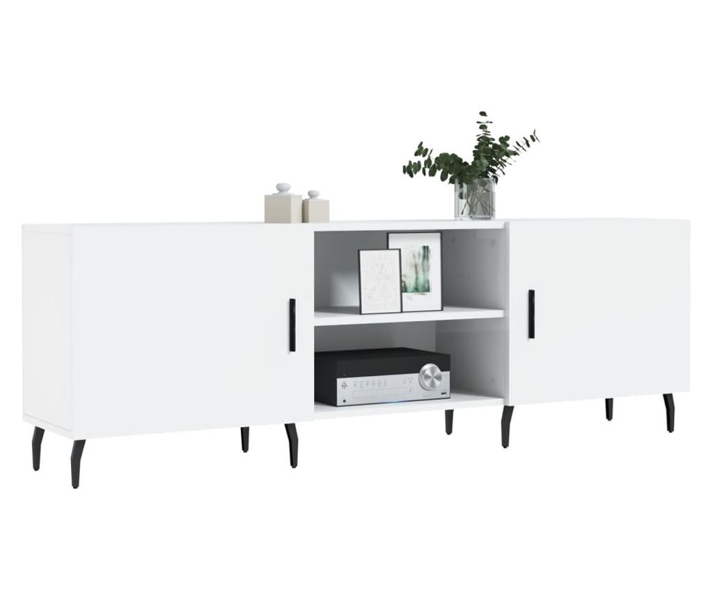 TV stalak, visoki sjaj bijeli, 150x30x50 cm, kompozitno drvo - 3