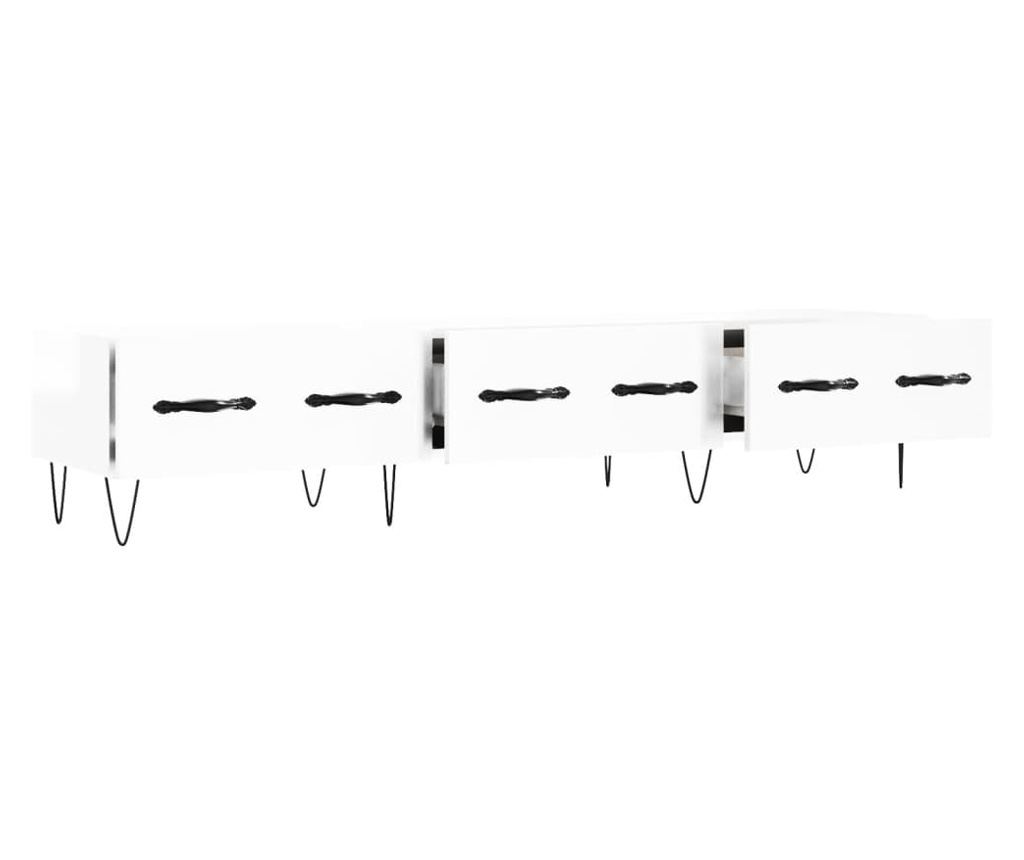 TV komoda, bijela visokog sjaja, 150x36x30 cm, obrađeno drvo - 6