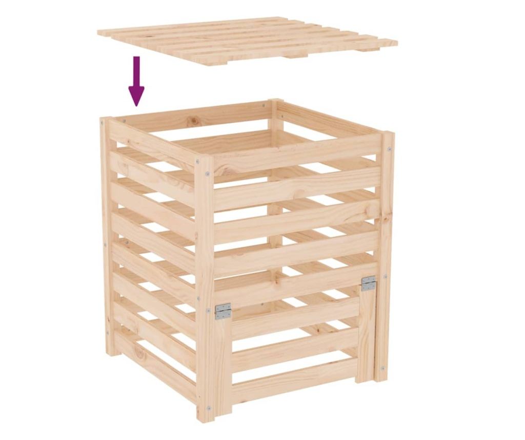 Компостер, 63,5x63,5x77,5 см, Масивна борова дървесина - 8