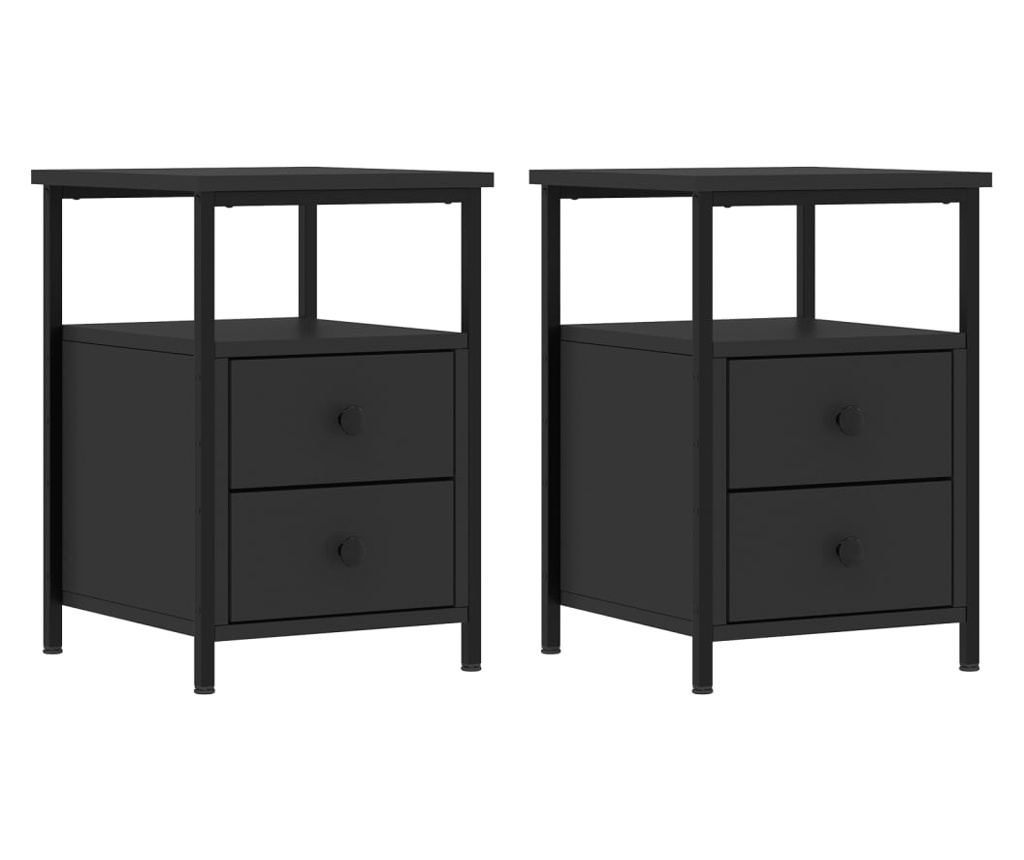 Noćni ormarići, 2 kom., crna, 34x35,5x50 cm, kompozitno drvo - 2