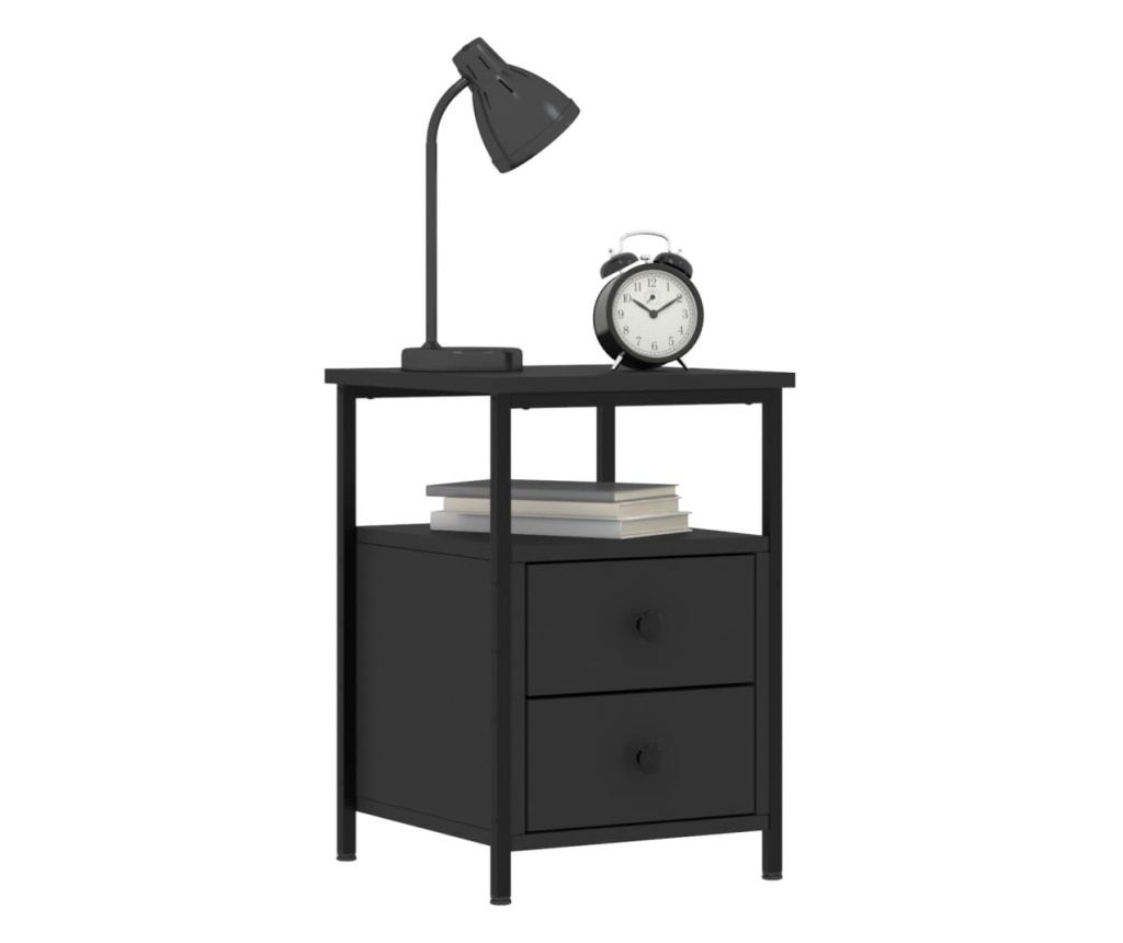 Noćni ormarići, 2 kom., crna, 34x35,5x50 cm, kompozitno drvo - 3