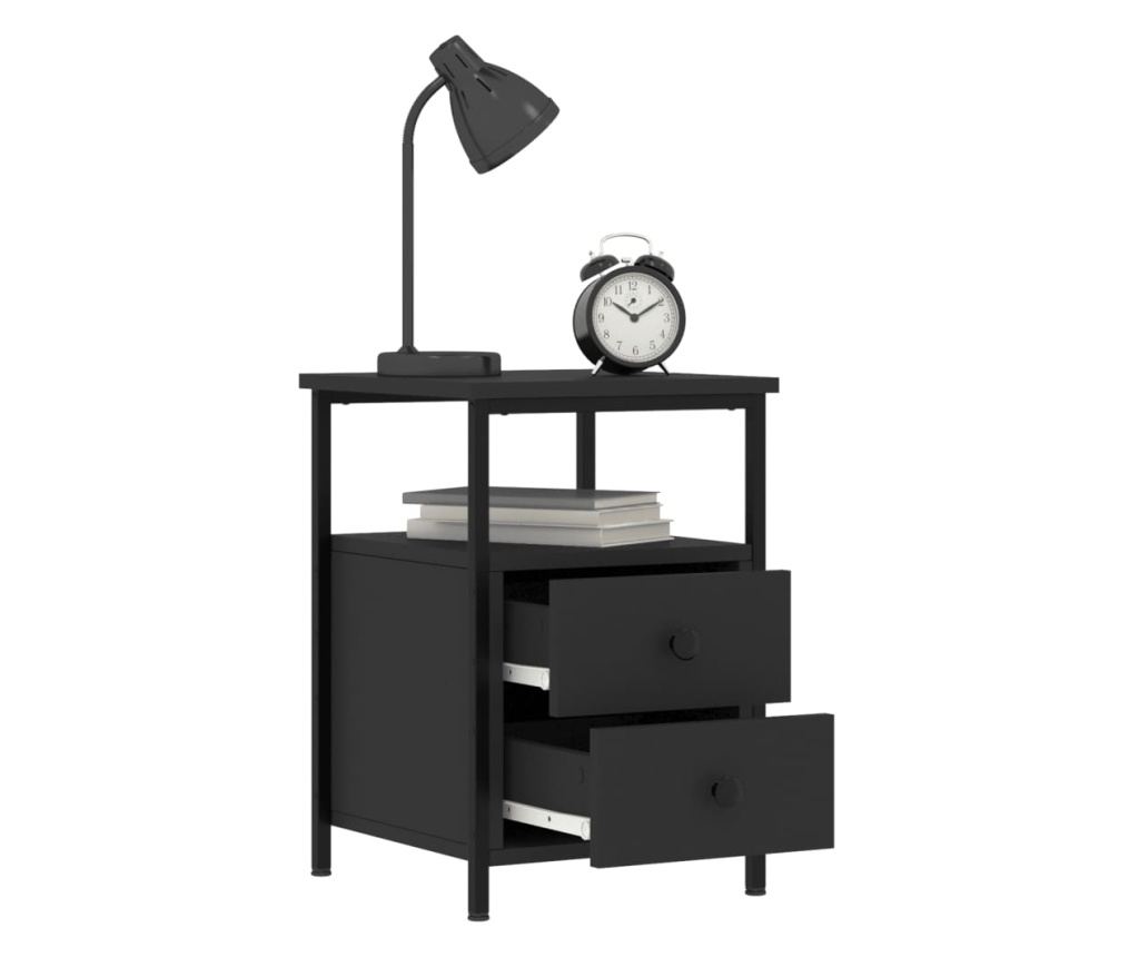 Noćni ormarići, 2 kom., crna, 34x35,5x50 cm, kompozitno drvo - 4