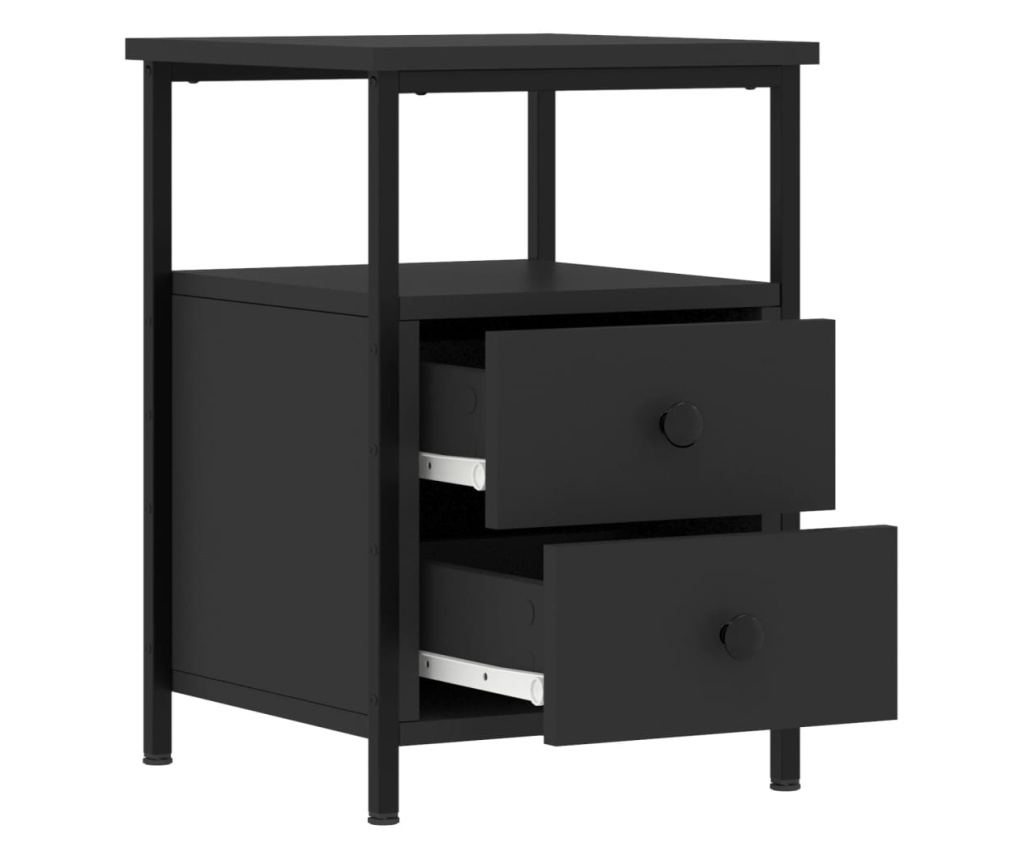 Noćni ormarići, 2 kom., crna, 34x35,5x50 cm, kompozitno drvo - 7