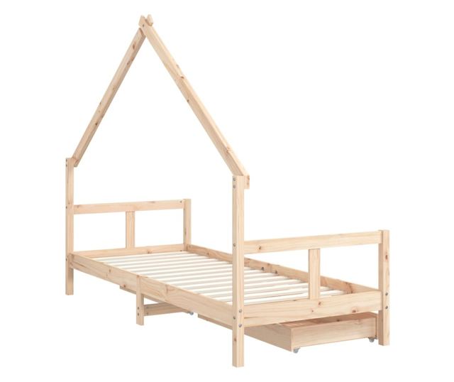 Παιδικό κρεβάτι με συρτάρια, 80x200 εκ., από μασίφ ξύλο πεύκου