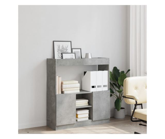 betonszürke szerelt fa magasszekrény 92 x 33 x 100 cm