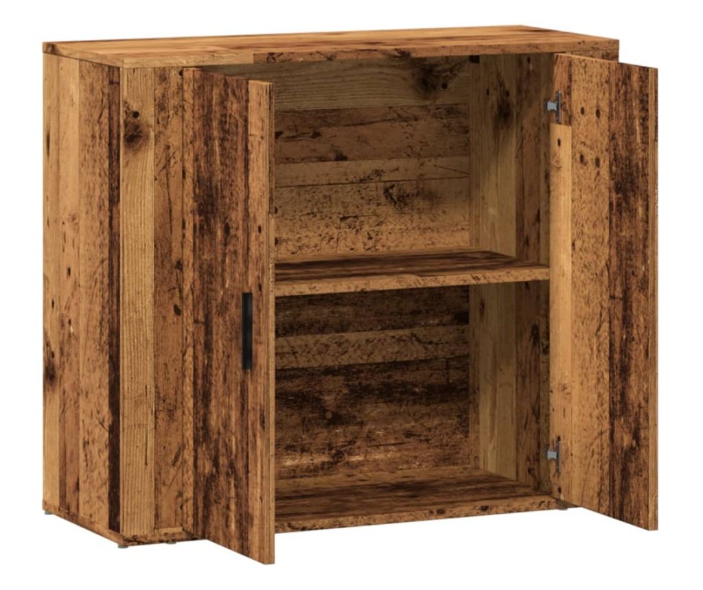 öreg fa árnyalatú szerelt fa tálalószekrény 80 x 33 x 70 cm - 5