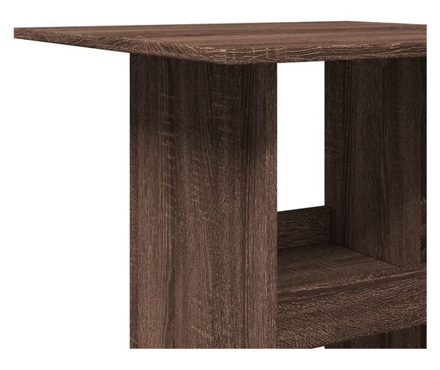 barna tölgy színű szerelt fa bárasztal tárolóval 60x60x102 cm