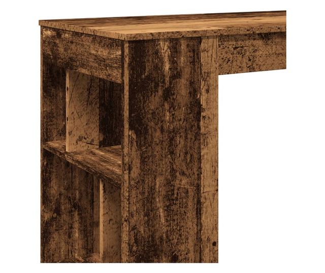 antik fa színű szerelt fa bárasztal tárolókkal 102x50x103,5 cm