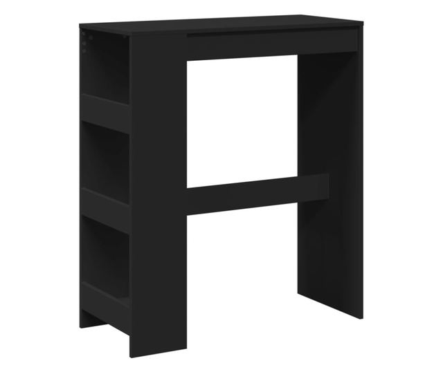 fekete szerelt fa tárolórekeszes bárasztal 90 x 40 x 103,5 cm