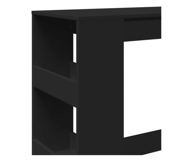 fekete szerelt fa tárolórekeszes bárasztal 90 x 40 x 103,5 cm