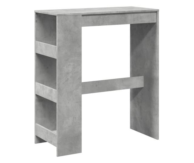 betonszürke szerelt fa tárolórekeszes bárasztal 90x40x103,5 cm