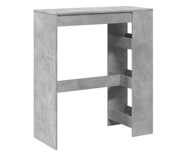 betonszürke szerelt fa tárolórekeszes bárasztal 90x40x103,5 cm