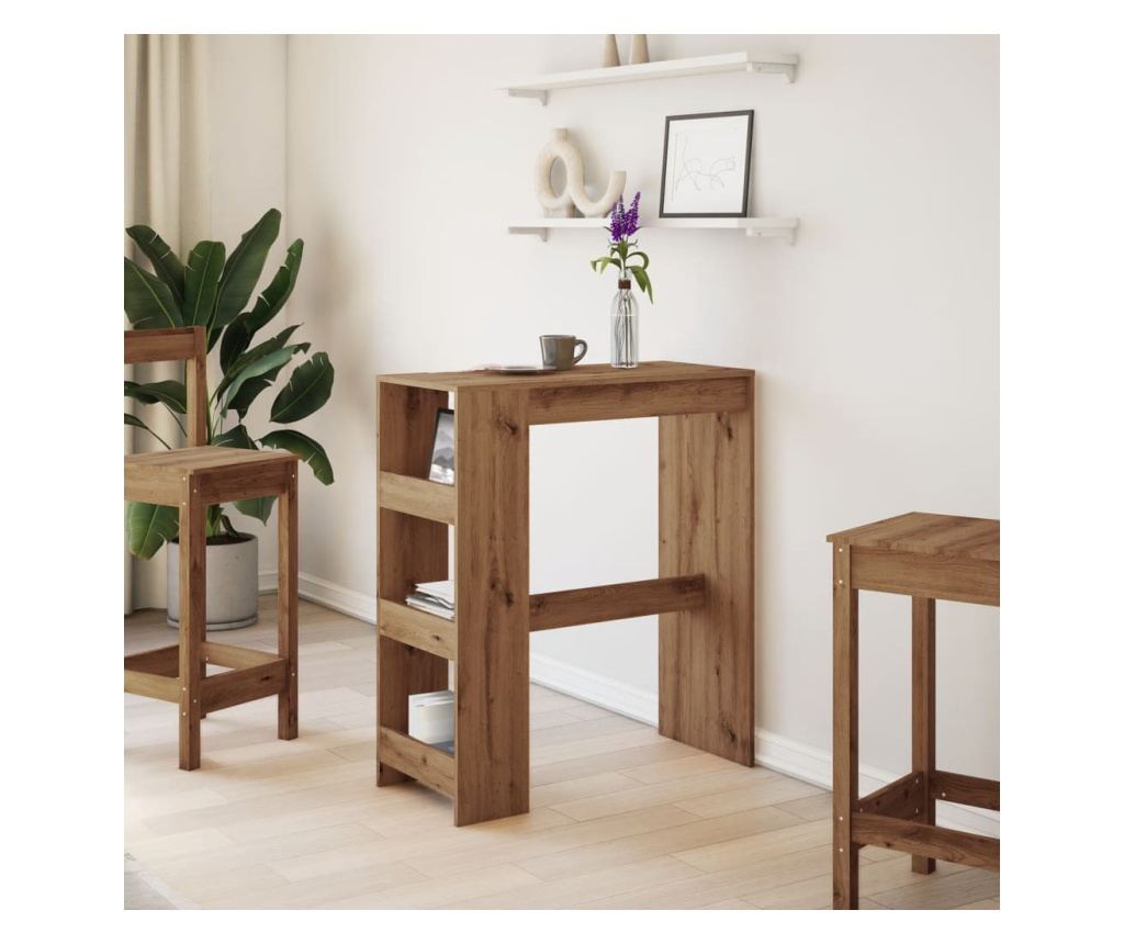 kézműves tölgy szerelt fa bárasztal tárolókkal 90x40x103,5 cm - 3