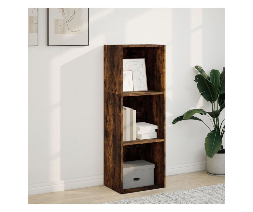 füstös tölgy színű szerelt fa könyvszekrény 40 x 30 x 114 cm - 3