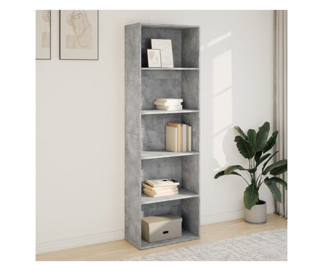 betonszürke szerelt fa könyvespolc 60 x 30 x 189 cm