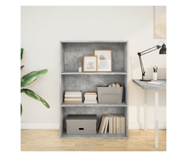 betonszürke szerelt fa könyvespolc 80 x 30 x 114 cm