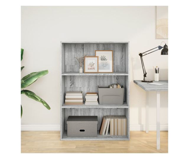 szürke sonoma színű szerelt fa könyvespolc 80 x 30 x 114 cm