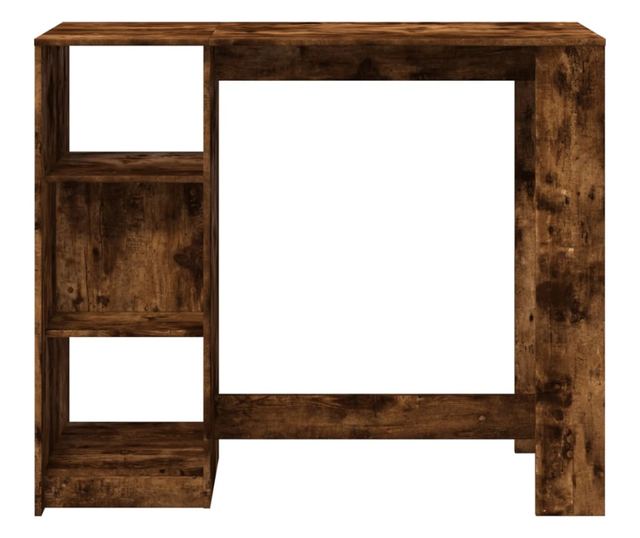 füstös tölgy színű szerelt fa bárasztal polccal 124x46x103,5 cm