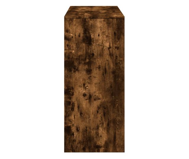 füstös tölgy színű szerelt fa bárasztal polccal 124x46x103,5 cm