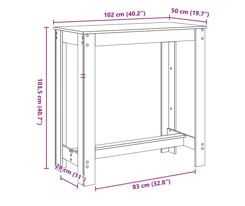 füstös tölgy színű szerelt fa bárasztal 102 x 50 x 103,5 cm - 9