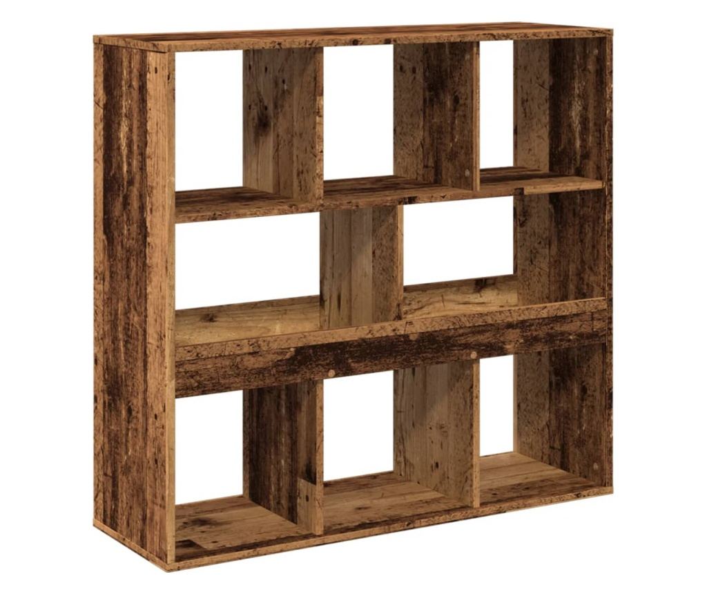 antik fa színű térelválasztó könyvszekrény 100 x 33 x 94,5 cm - 2