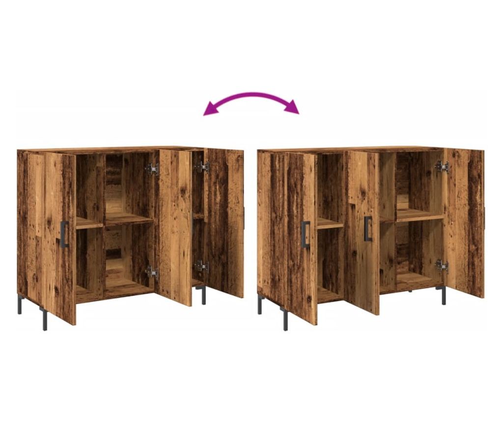 antik fa színű szerelt fa tálalószekrény 90 x 34 x 80 cm - 8