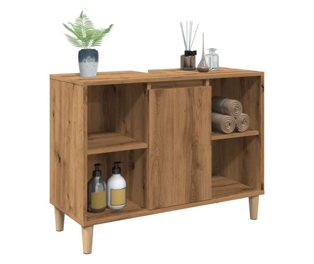 kézműves tölgy színű szerelt fa mosdószekrény 80 x 33 x 60 cm