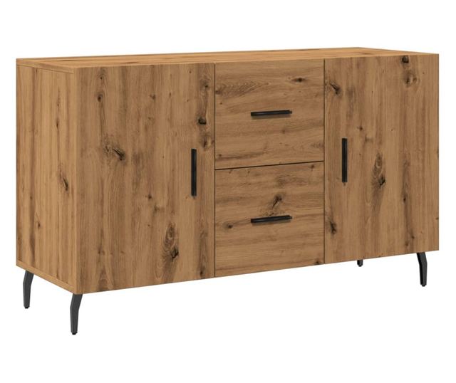 kézműves tölgy színű szerelt fa tálalószekrény 100 x 36 x 60 cm