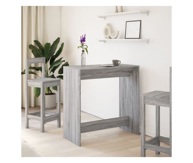 szürke sonoma színű szerelt fa bárasztal 102 x 50 x 103,5 cm