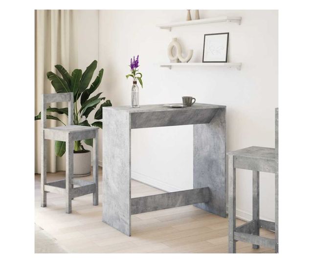 betonszürke szerelt fa bárasztal 102 x 50 x 103,5 cm