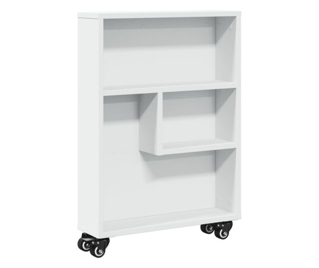 fehér szerelt fa keskeny tárolókocsi 48 x 13 x 68 cm