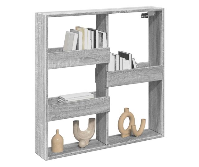 szürke sonoma színű szerelt fa faliszekrény 80 x 15 x 80 cm