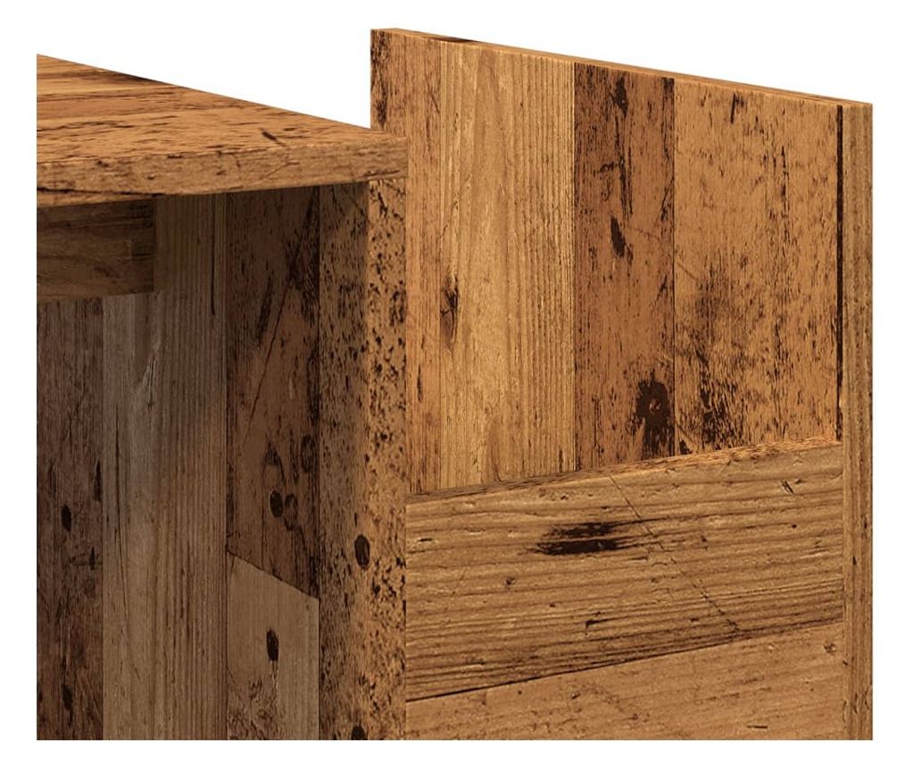 antik fa színű szerelt fa dohányzóasztal 90 x 45 x 35 cm - 7