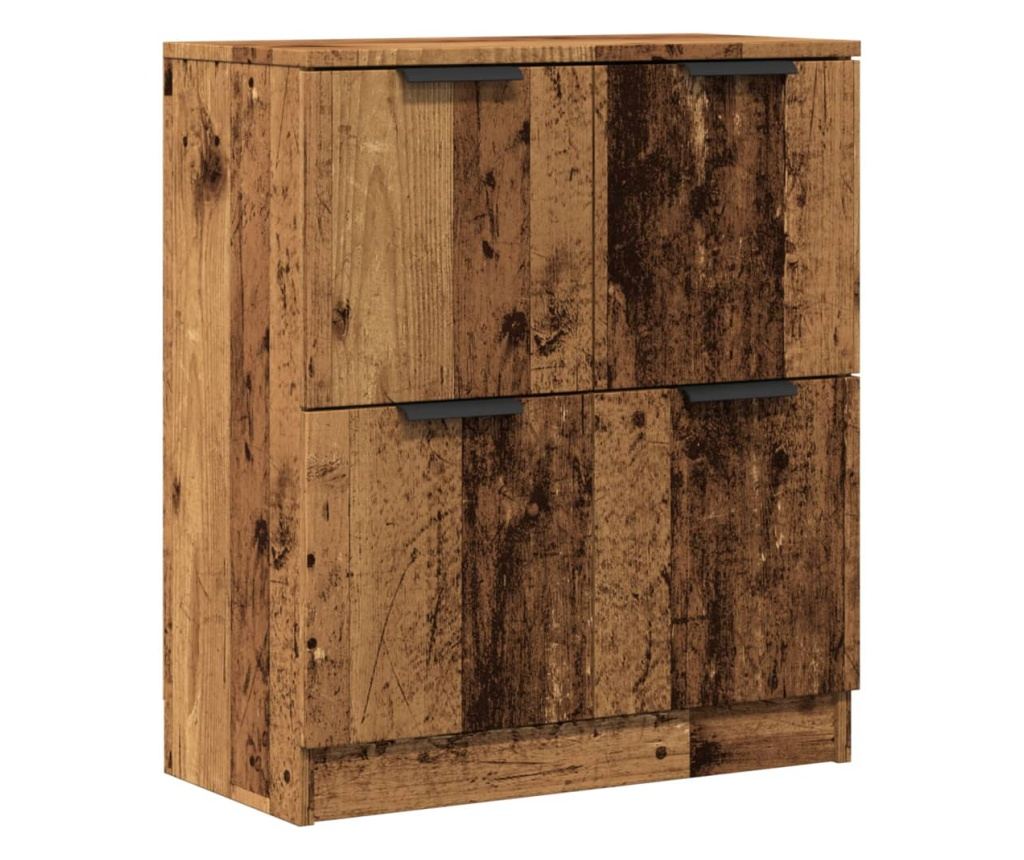 antik fa színű szerelt fa tálalószekrény 60 x 30 x 70 cm - 2