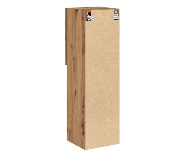 2 db kézműves tölgy TV-szekrény LED-lámpákkal 30,5x30x102 cm