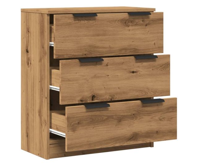 kézműves tölgy színű szerelt fa tálalószekrény 60 x 30 x 70 cm