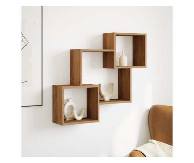 kézműves tölgy színű szerelt fa faliszekrény 78 x 18 x 71 cm