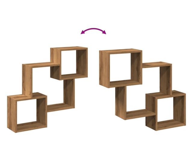 kézműves tölgy színű szerelt fa faliszekrény 78 x 18 x 71 cm