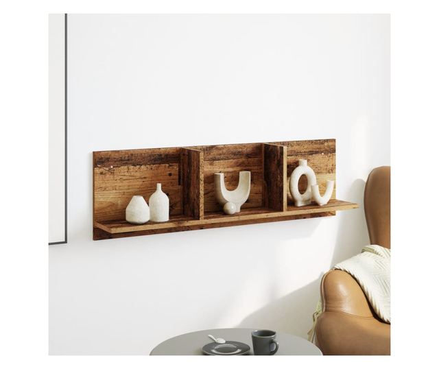 antik fa színű szerelt fa faliszekrény 100 x 16,5 x 30 cm