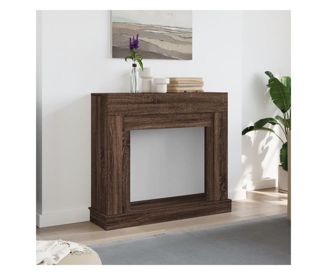 barna tölgy színű szerelt fa kandallóburkolat 100x30x87,5 cm