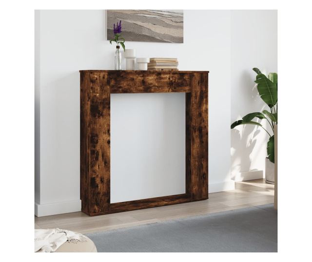 füstös tölgy színű szerelt fa kandallóburkolat 100x20x100 cm