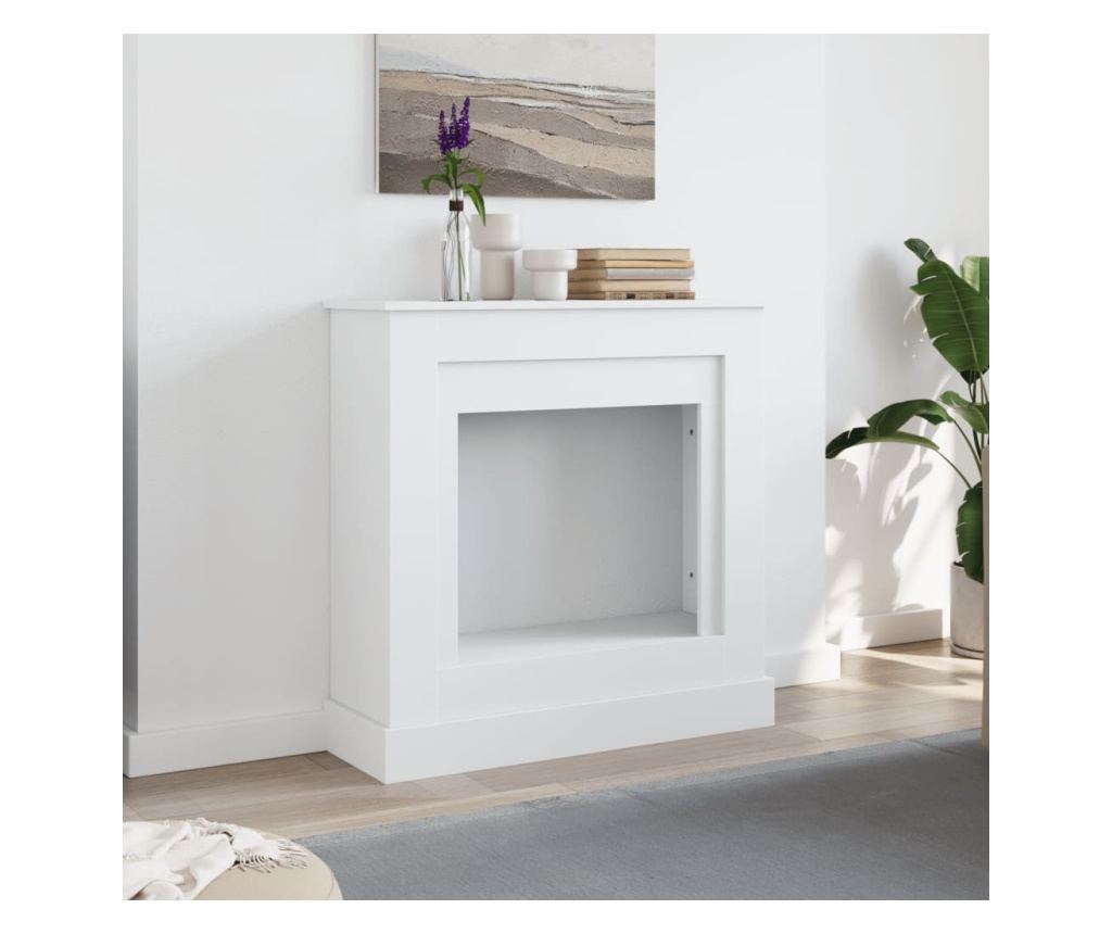 fehér szerelt fa kandallóburkolat 90 x 30 x 90 cm - 3