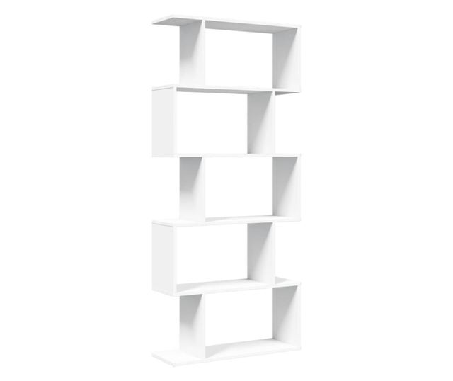 5 szintes fehér szerelt fa elválasztó könyvespolc 70x24x161 cm
