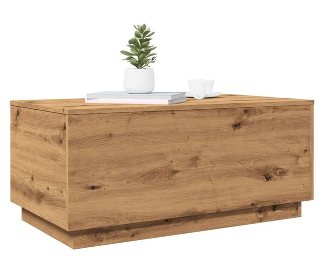 kézműves tölgy színű dohányzóasztal LED-lámpákkal 90x50x40 cm