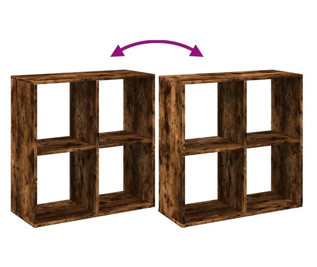 füstös tölgy szerelt fa elválasztó könyvespolc 69,5x29x69,5 cm