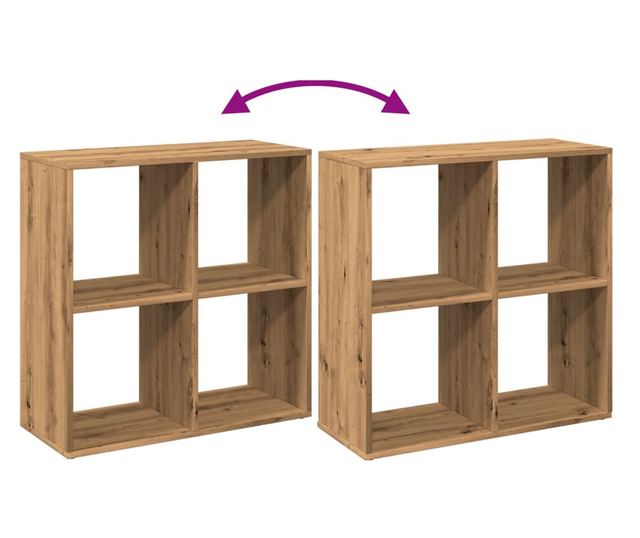 kézműves tölgy színű fa elválasztó könyvespolc 69,5x29x69,5 cm