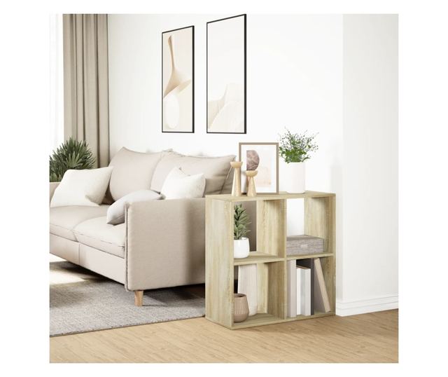 sonoma tölgy szerelt fa elválasztó könyvespolc 69,5x29x69,5 cm